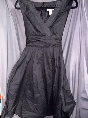 White House Black Market Black V-Neck Fit & Flare Mini Dress